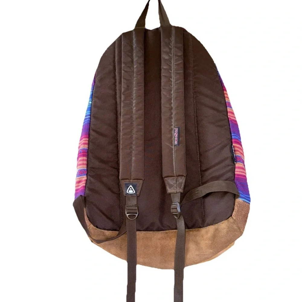 JanSport Originals Multi-Color Stripe Aztec Suede Bottom Preppy Western Bohemian